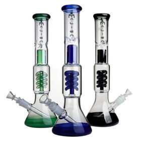 BONG 356 DOBLE PERCOLADOR + PIEZA ANTISPLASH + ATRAPAHIELOS 40 CM